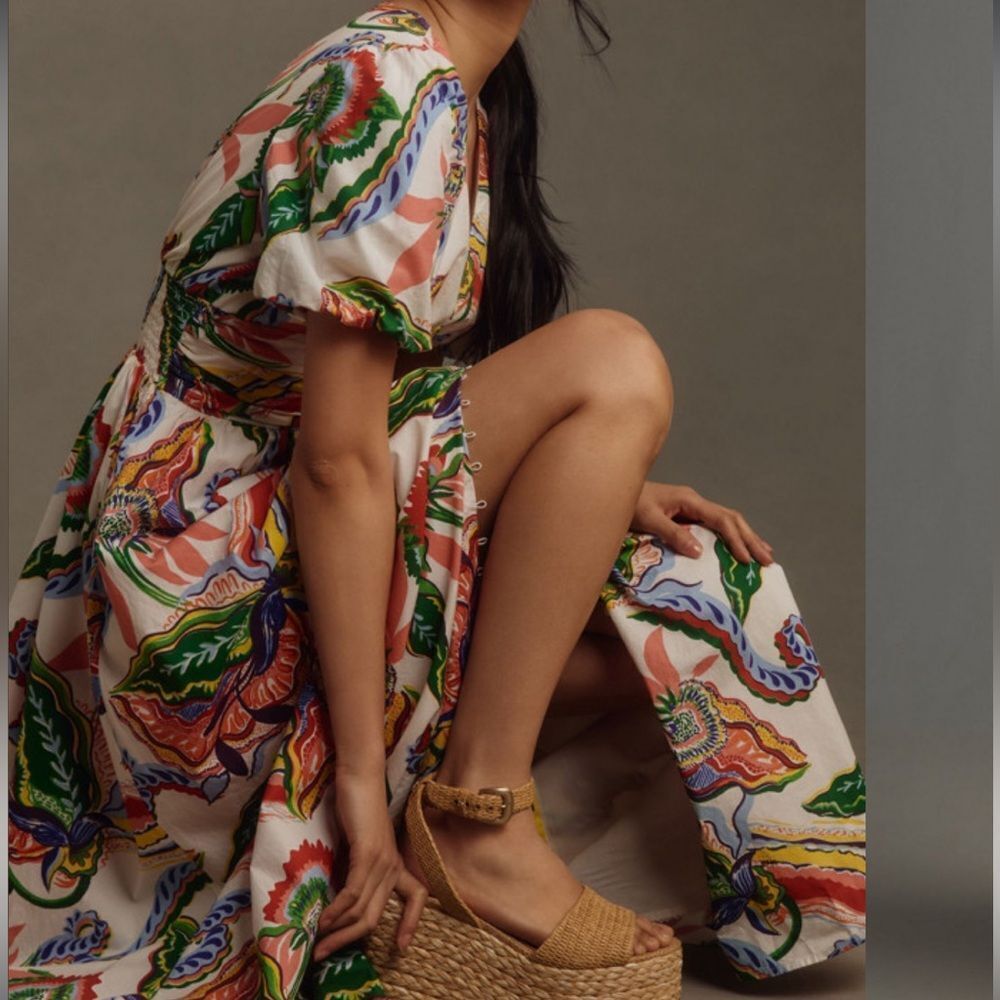 By Anthropologie The Katerina Printed Button Front MIDI Dress - Picture 2 of 6
